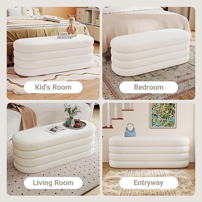 Busaurus Storage Ottoman Bench 49.2 Inch Upholstered Fabric Storage Bench - Image 6