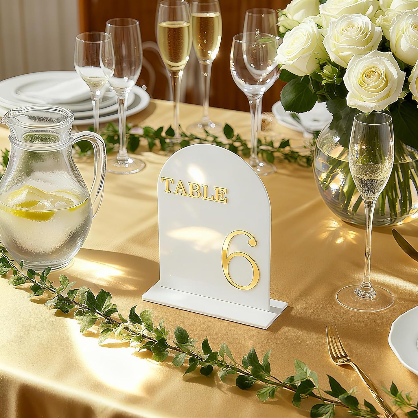 Arch Wedding Table Numbers 1-15 with Stands, 5" X 7" Double Sided Acrylic Wedding Sign Holders, Durable Non-Fading Table Number for Wedding Reception, Events, and Centerpieces