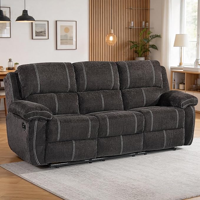 Betsy Furniture Modern Fabric Recliner Sofa Set, Loveseat w/Console, Recliner by BetsyFurniture