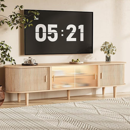 70" Fluted TV Stand with LED Lights by INNODToddlerTower