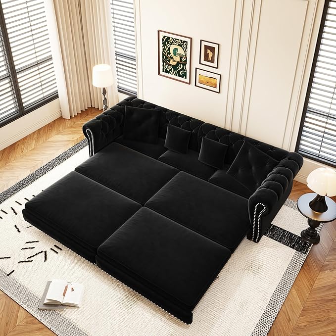 89" Velvet Convertible Sofa Bed Couch - Image 7