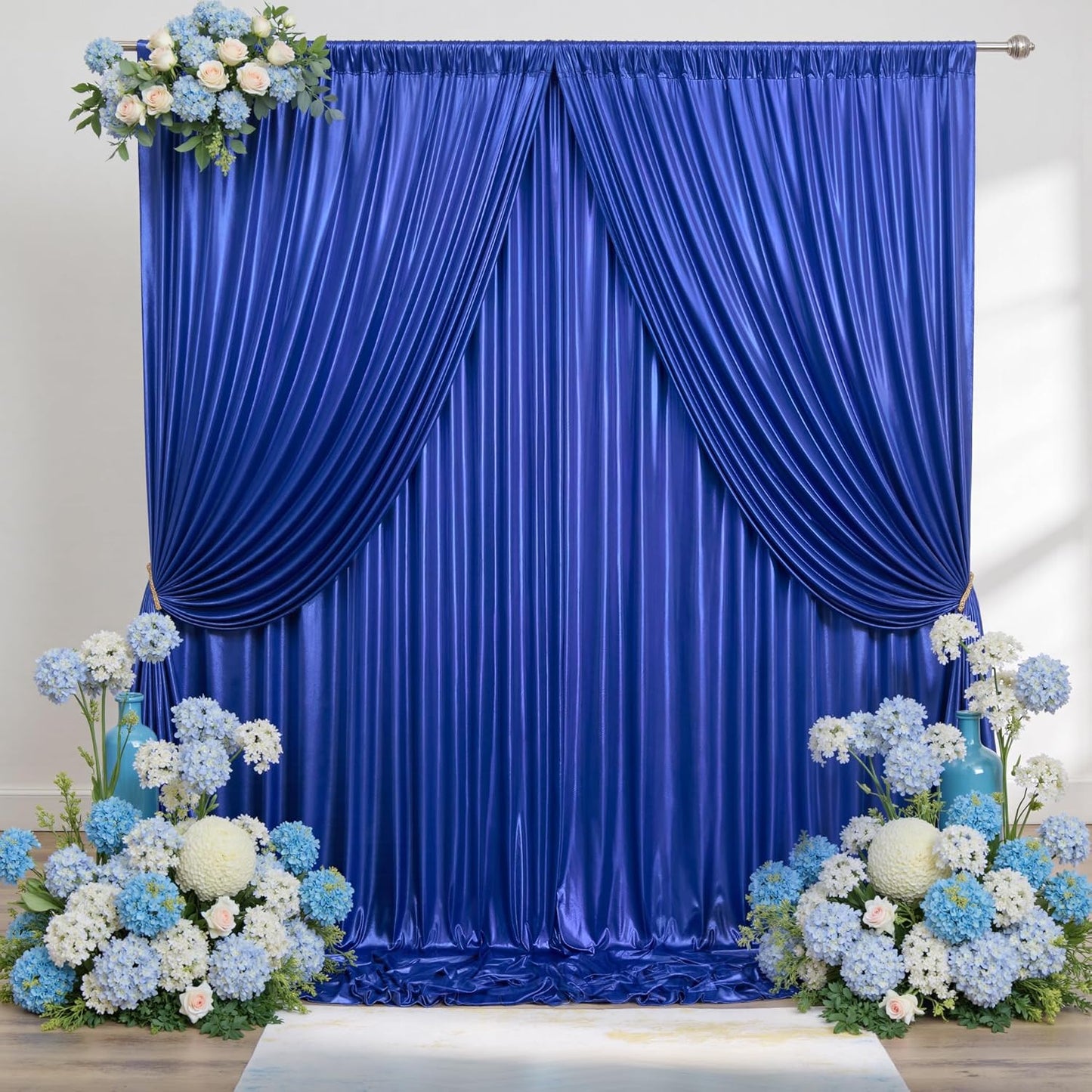 20x10ft Thick Royal Blue Glitter Backdrop Curtain Panels for Parties, Wrinkle Free Sequin Sparking Photo Backdrop Drapes, 4 Panels 5x10ft Shimmer Back Drop Cloth for Wedding Birthday Photography