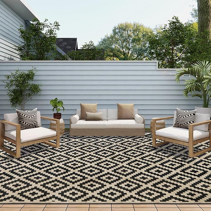 SAND MINE Waterproof Outdoor Rug 10x20 ft, Plastic Reversible Rug, Modern Area - Image 5
