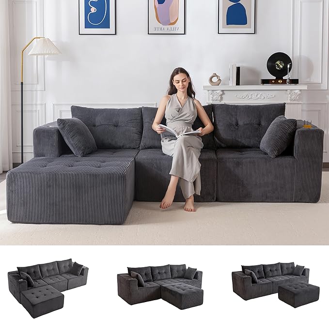 MAXYOYO Modular Sectional Sofa Couch, L Shaped Modern Cloud Couch by MAXYOYO