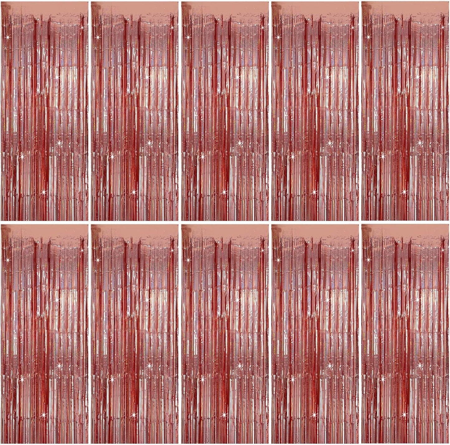 Tinsel Curtain Party Backdrop Rose Gold Birthday Decorations 10 Packs Glitter Foil Fringe Curtain Party Decor Streamers Photo Booth for Birthday Christmas Wedding Halloween Graduation Decoration