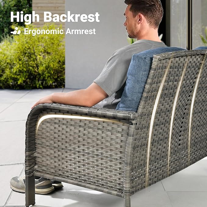 ovios 5-Piece Patio Furniture Set, Outdoor Wicker Sofa - Image 2
