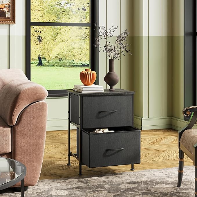 WLIVE Black Night Stand, Small Dresser - Image 7
