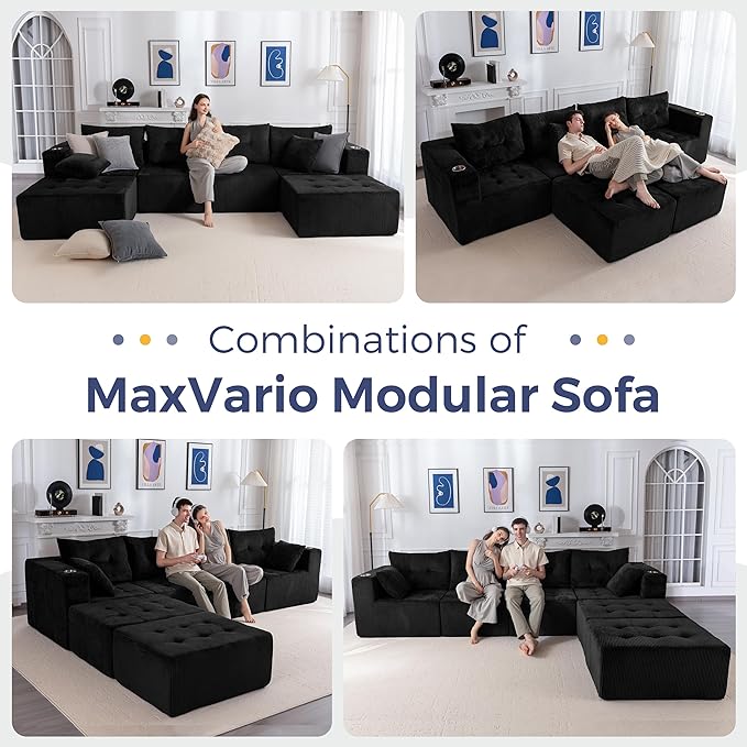 MAXYOYO 129.5" Modular Sectional Sofa Couch, U Shaped Modern Cloud Couch - Image 5