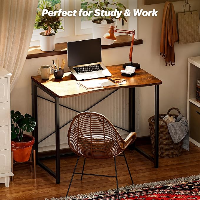 Huuger Folding Desk for Small Spaces, 31.5 Inch Foldable Computer Table - Image 8