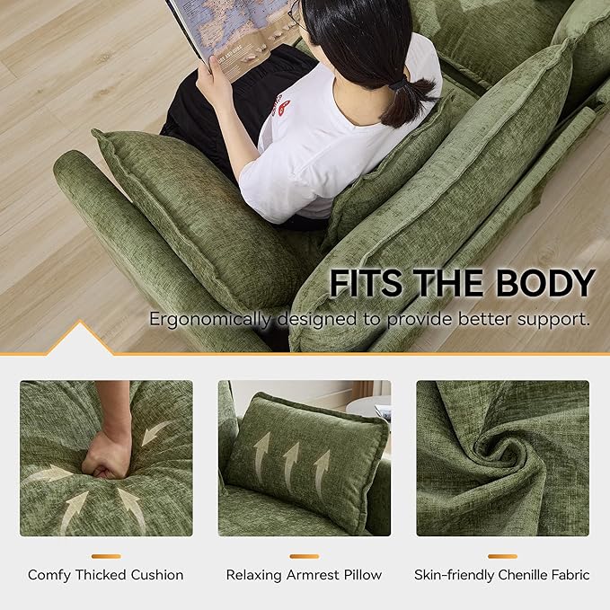 111'' Sectional Cloud Deep Seat Couch, Modern Comfy Chenille Modular Sectional - Image 4