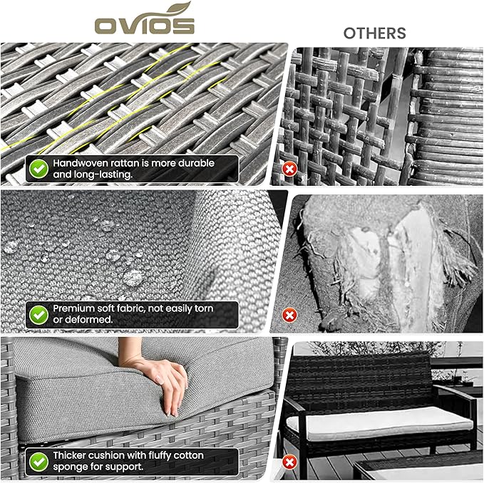 ovios 3-Piece Patio Furniture Set, Outdoor Wicker Sofa - Image 7