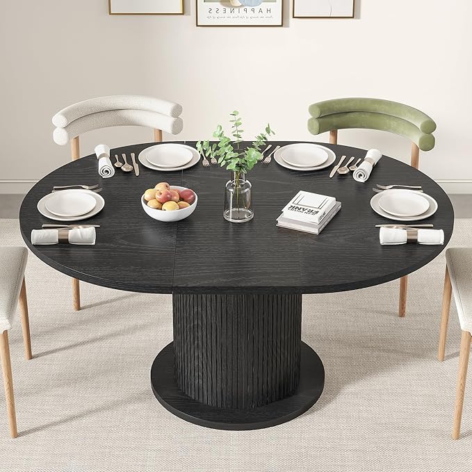 43.3 inch 59 inch Adjustable Size Round Dining Table by LUVIOHOME