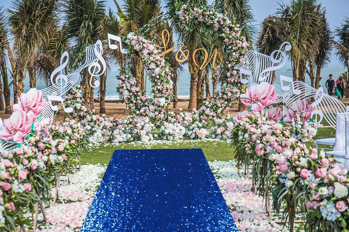 ShinyBeauty Royal Blue Sequin Aisle Runner, 2FTx15FT Glitter Carpet for Weddings, Parties & Special Events