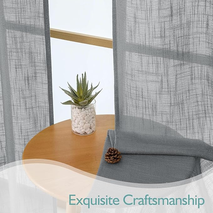Chyhomenyc Extra Long Charcoal Grey Semi Sheer Curtains 108 Inches Long 2 - Image 6