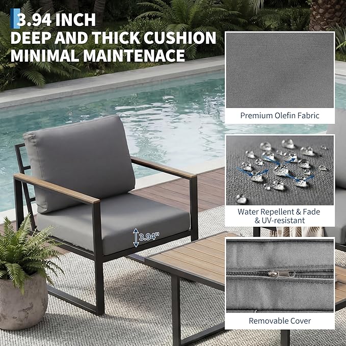 GarveeHome 4-Piece Aluminum Patio Furniture Set - Image 4