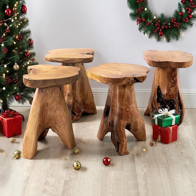 Cedar Roots Tree Stump Side Table 14"x13"x18"H Live Edge Rustic Natural Solid - Image 8
