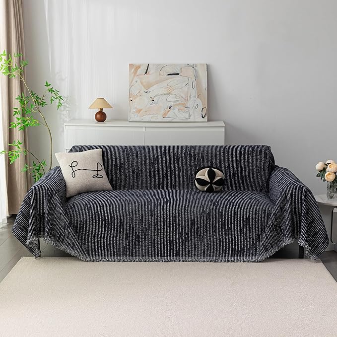 MYSKY HOME Boho Couch Cover Navy Sofa Covers - Image 2