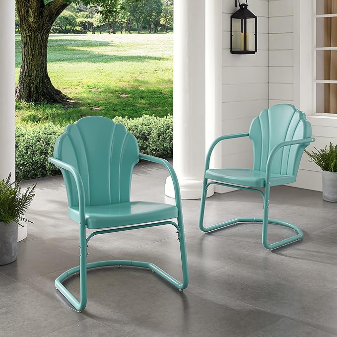 Crosley Furniture Tulip 2-Piece Outdoor Chair Set, Retro Metal Patio Chairs - Image 7