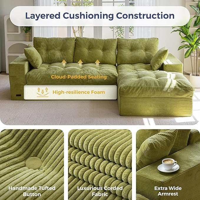 MAXYOYO 104" L Shaped Modular Sectional Sofa - Image 5
