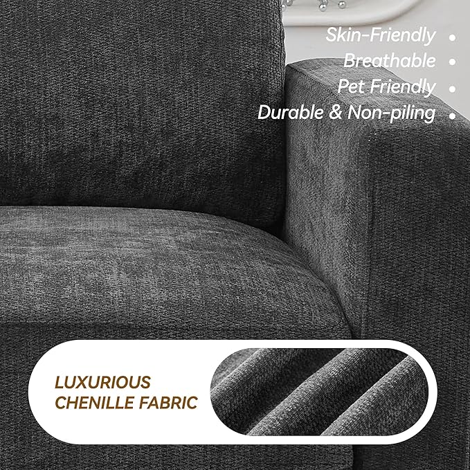 77.4" Chenille Modular Loveseat Oversized Upholstered 2 Seater Sectional Sofa - Image 8