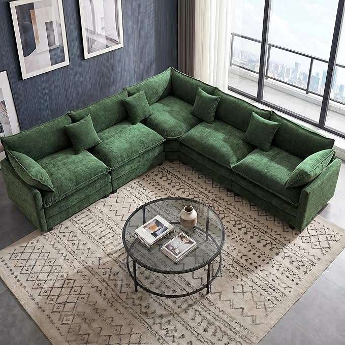 111.4" V-Shaped Corner Couch Sectional｜5 Seat Customizable Modular Cloud by MUDANT
