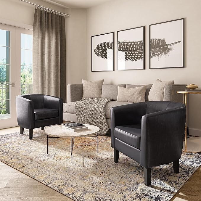 BELLEZE Accent Barrel Chair, Club Tub Sofa Corner Chair - Image 6