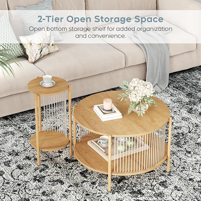 Yechen 3-Piece Boho Coffee Table Set - Image 4