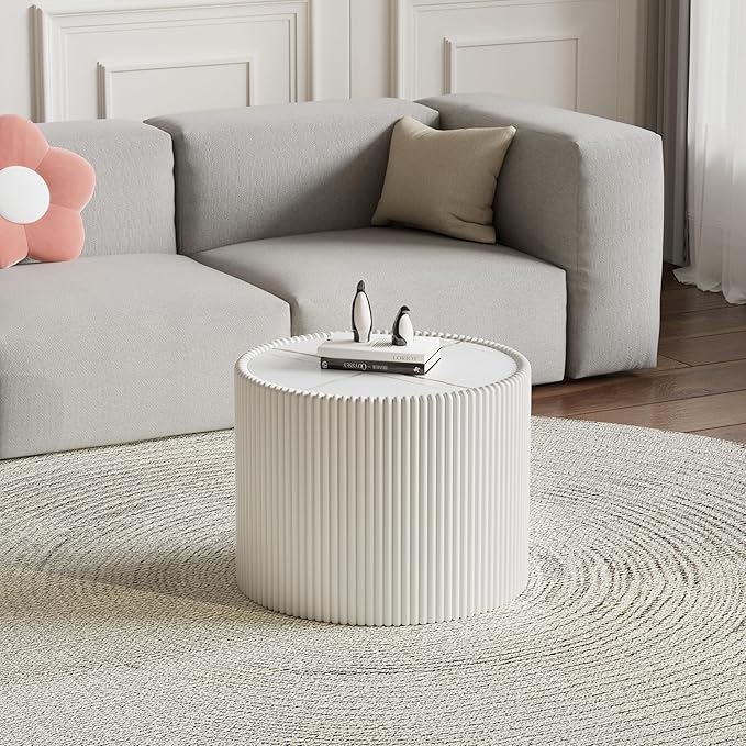 Round Marble End Table, 17.72" White Small Side Table - Image 4
