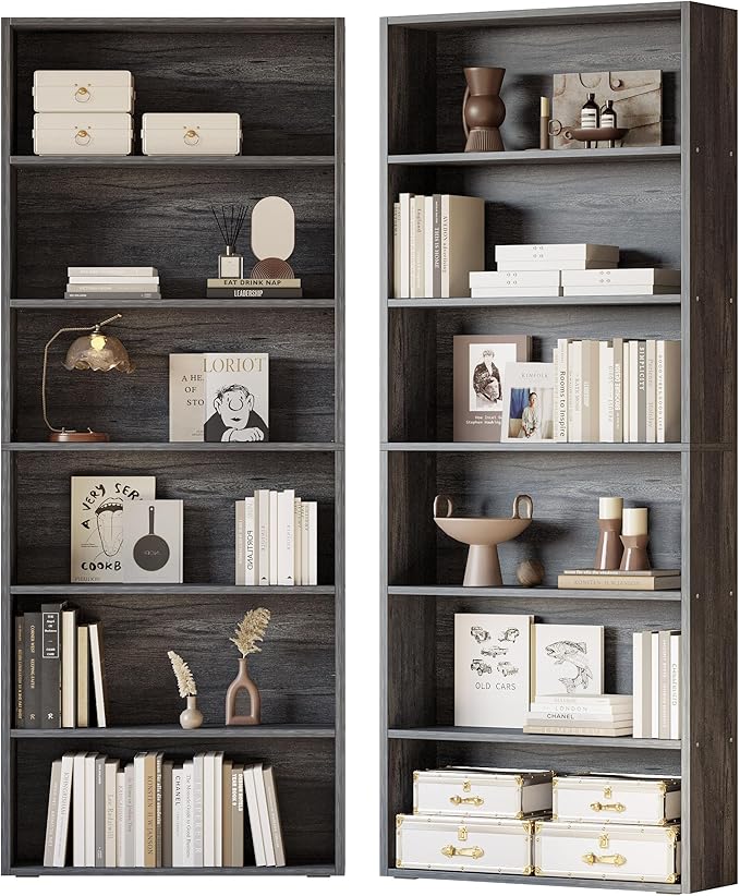 IRONCK Bookshelves and Bookcases Set of 2 Floor Standing 6 Tiers Display by IRONCK