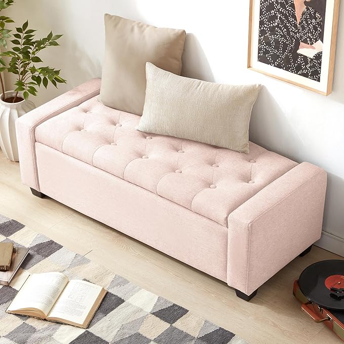 Huatean Home 48" Ottoman with Storage, Upholstered Entryway Bench with Seating - Image 5
