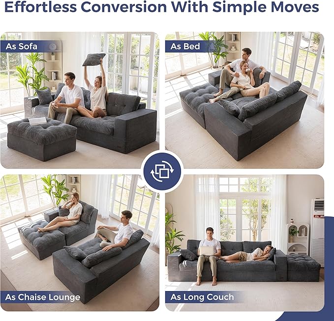 MAXYOYO Sectional Sofa Couch and Chaise Lounge, L Shaped Modern Cloud Couch - Image 3