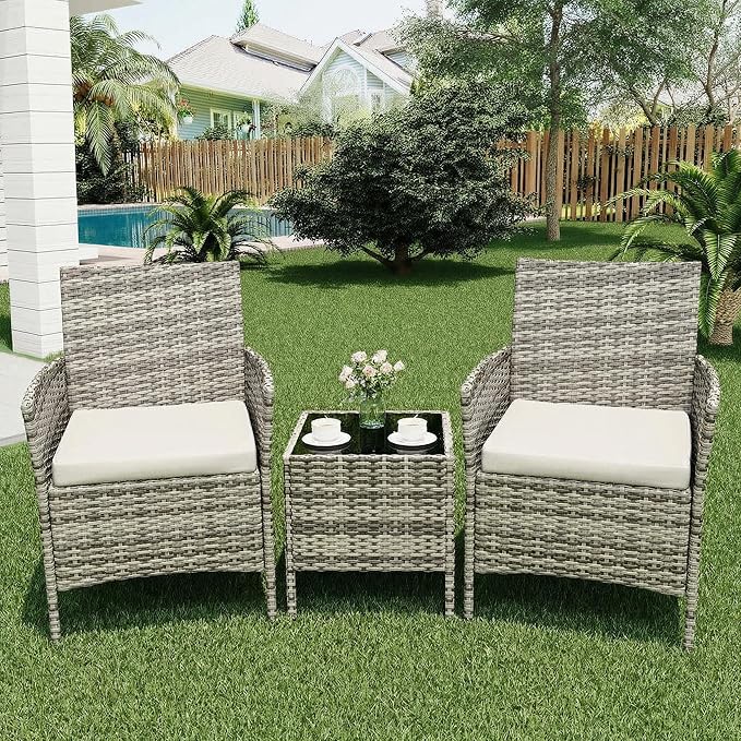 GarveeLife 3 Piece Patio Furniture Set, Rattan Outdoor Furniture - Image 7