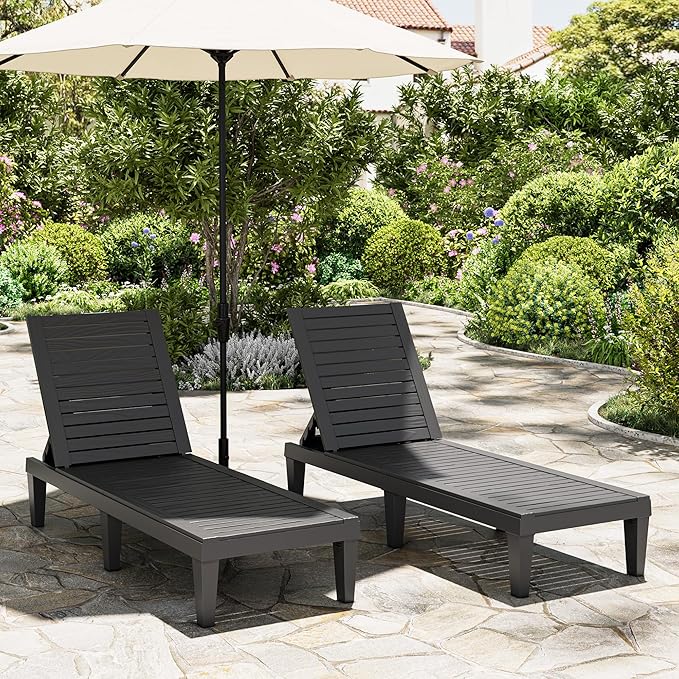 Outdoor Chaise Lounge Chairs Set of 4, 5-Position Adjustable Heavy Duty Tanning - Image 8