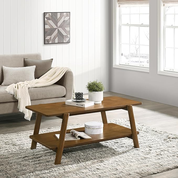 Mid-Century Modern Coffee Table 43 in, Wood Living Room Table by Noeko