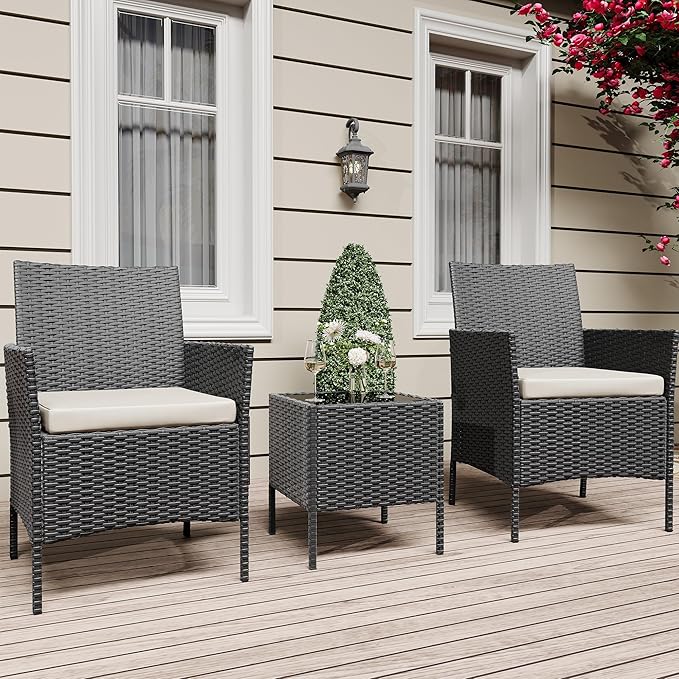 GarveeLife 3 Piece Patio Furniture Set, Rattan Outdoor Furniture - Image 6
