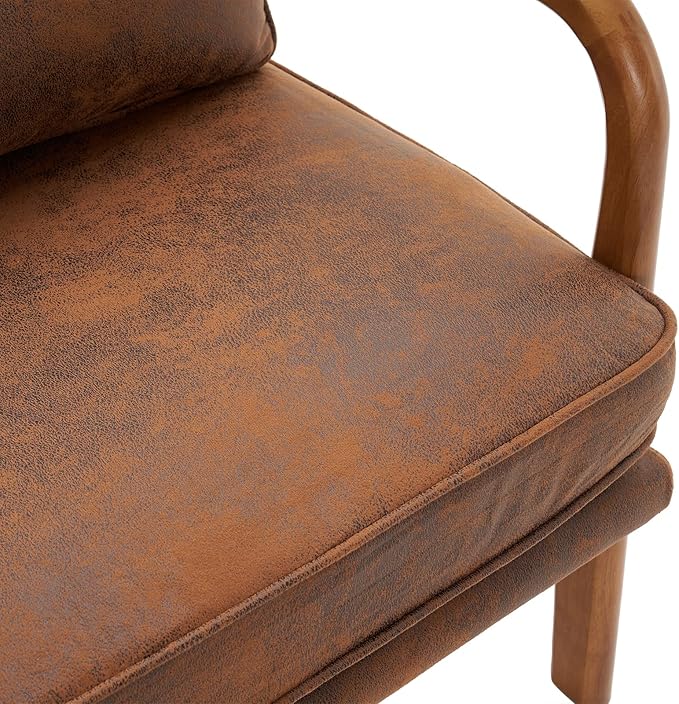 Bonnlo Microfiber Rustic Mid Century Modern Accent Chair, Soild Wood Padding - Image 5
