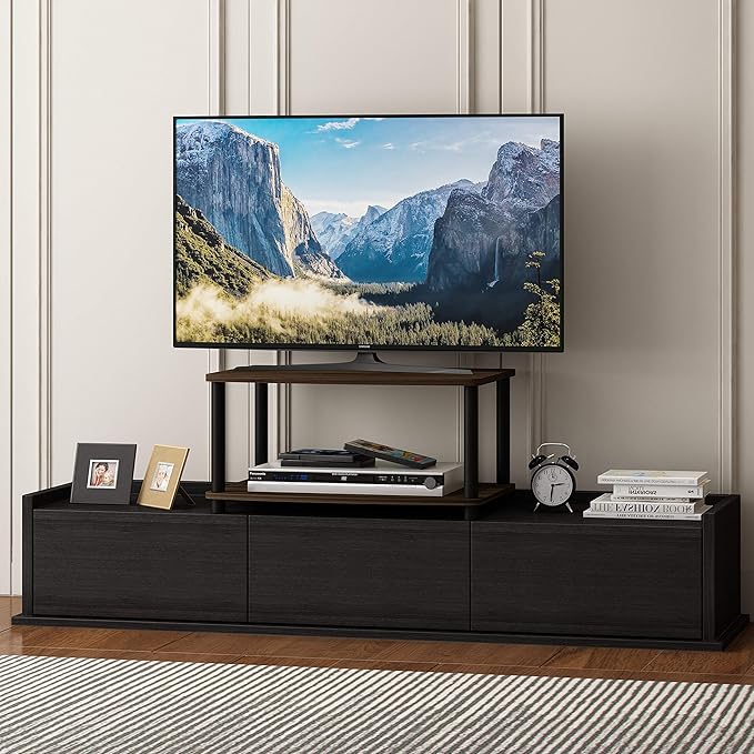 Furinno TURN-N-TUBE TV Riser Stand, 2-Tier Small Elevated No Tools TV Stand - Image 4