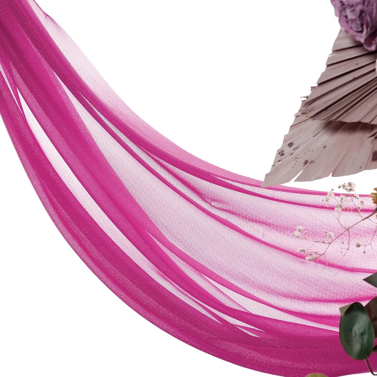 VDS Pack of 1 Panel (30 Inch X 40 Feet) Wedding Arch Draping Fabric Sheer Chiffon Fabric Drapery for Wedding Ceremony Reception Swag Backdrop Canopy Chuppah ARBO Altars Decoration (Magenta)