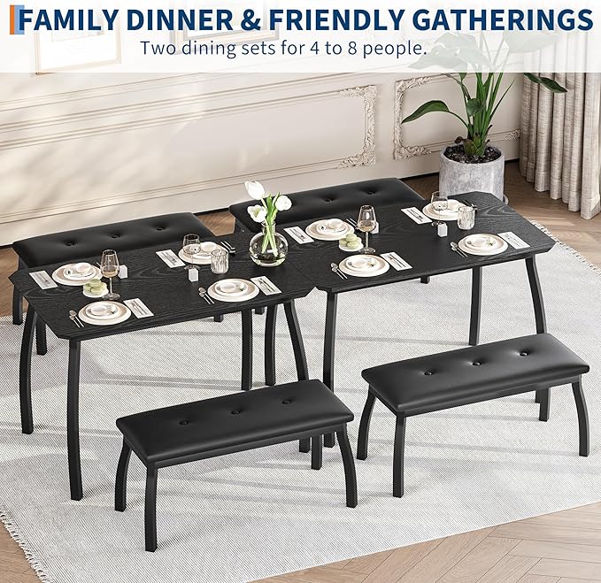 Dining Table for 4, 3-Piece Kitchen Table Set for 4 - Image 7