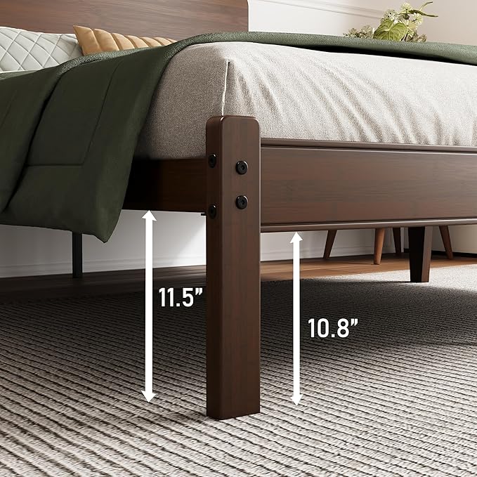 BOSRII 14in High Solid Bamboo Wood Platform Full Size Bed Frame - Image 6