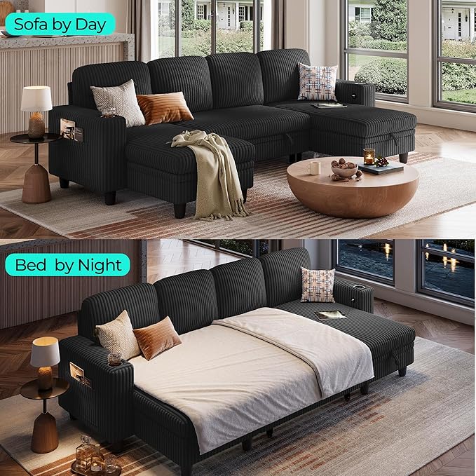 LINSY HOME Sectional Sleeper Sofa Pull Out Couches - Image 3