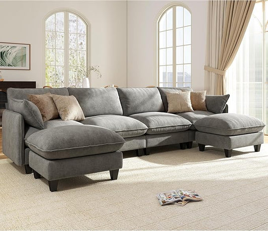 Ihanherry 139" U-Shaped Modular Sectional Couch, Oversized Cloud Sofa by iHanHerry