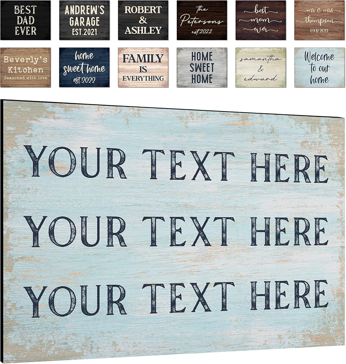 Personalized Signs for Home, Custom Sign with Any Text, 3 Sizes - 12 Background Options & 8 Fonts - Customizable Sign 14X11