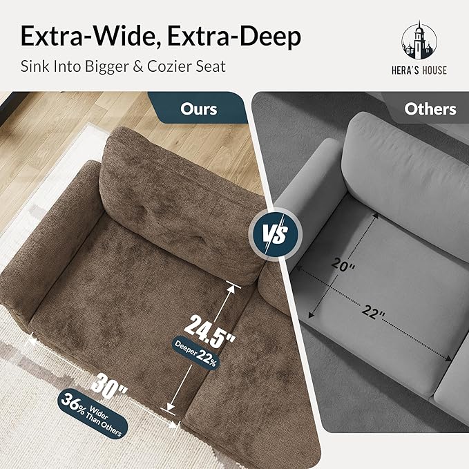 HERA'S HOUSE Mid-Century Modern Couch, Oversized Sectional Couch - Image 3