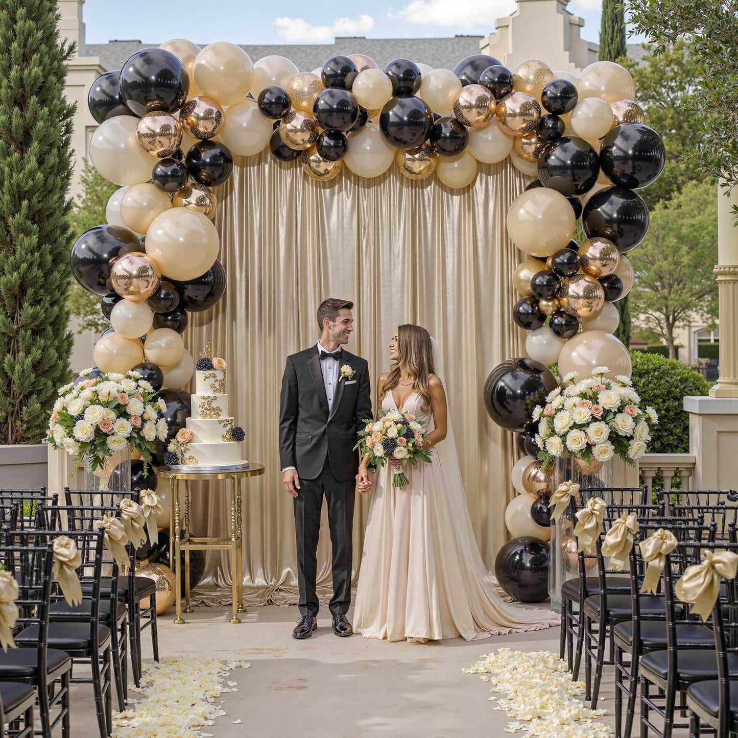 10x10ft Thick Champagne Glitter Backdrop Curtain Panels for Parties, Wrinkle Free Sequin Sparking Photo Backdrop Drapes, 2 Panels 5x10ft Shimmer Back Drop Cloth for Wedding Birthday Photography