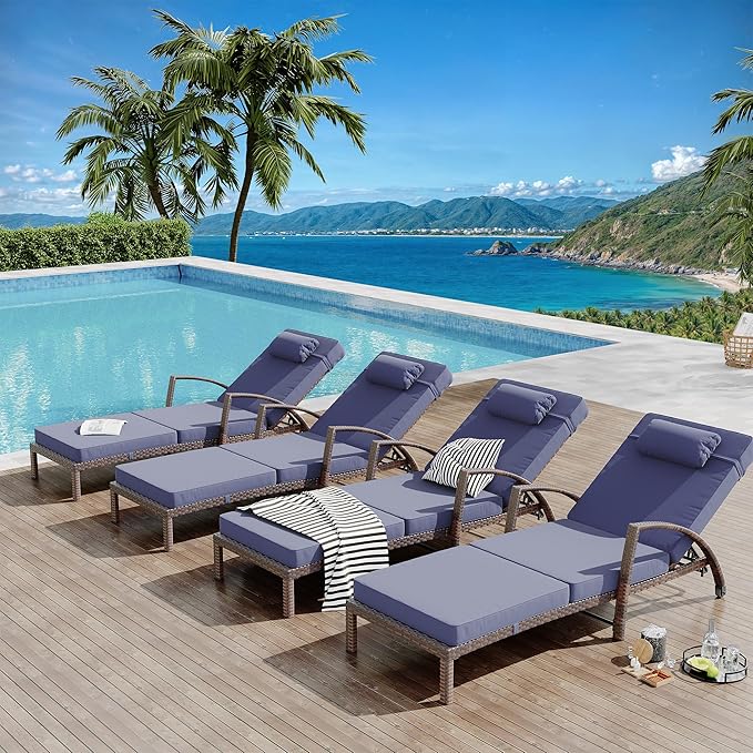 GarveeLife 2-Piece Rattan Patio Folding Chaise Lounge, 5-Position Adjustable - Image 8