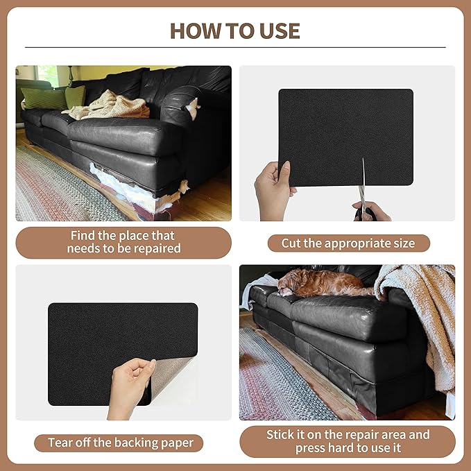 ONine Leather Repair Patch, Self-Adhesive Couch Patch，Multicolor Available - Image 6