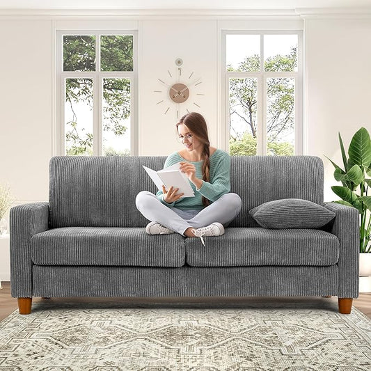 Kidirect 70in Corduroy Sofa, Comfy Loveseat Sofa No Tool Assembly, Couches by Kidirect