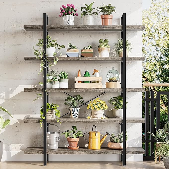 OtterOasis Bookshelf Set, Heavy Duty 5-Tier Industrial Bookcase, 120lbs Shelf - Image 5