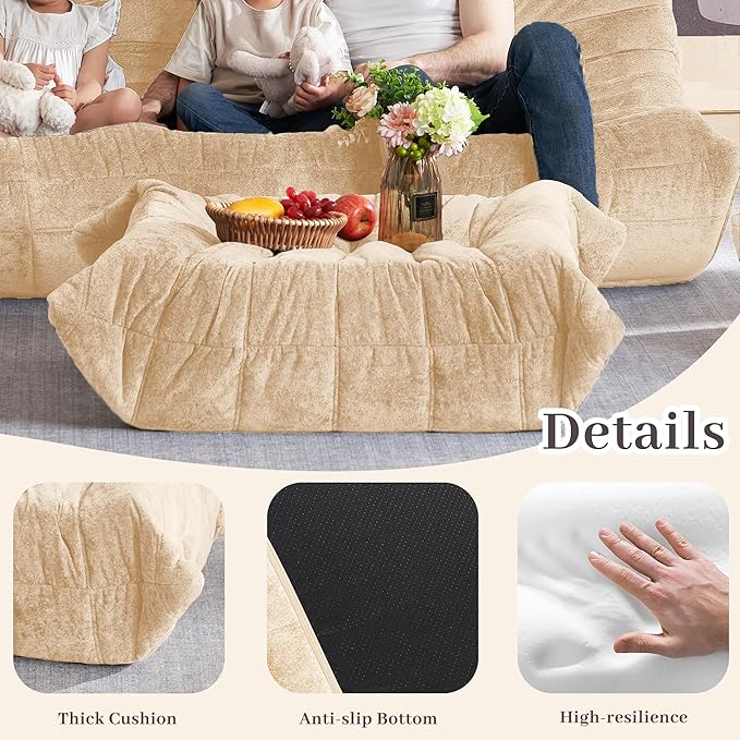 Bean Bag Ottoman, Memory Foam Lazy Bean Bag Sofa, Fireside Chair Foot Rest - Image 5